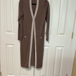 CAbi Beige Cardigan with Cream Accents